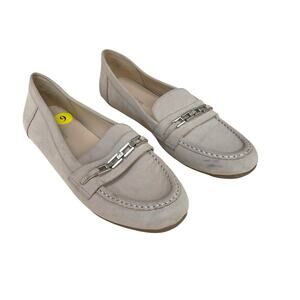 Calvin Klein Clindee Tan Leather Chain Bit Loafers Women’s Flats Size 9